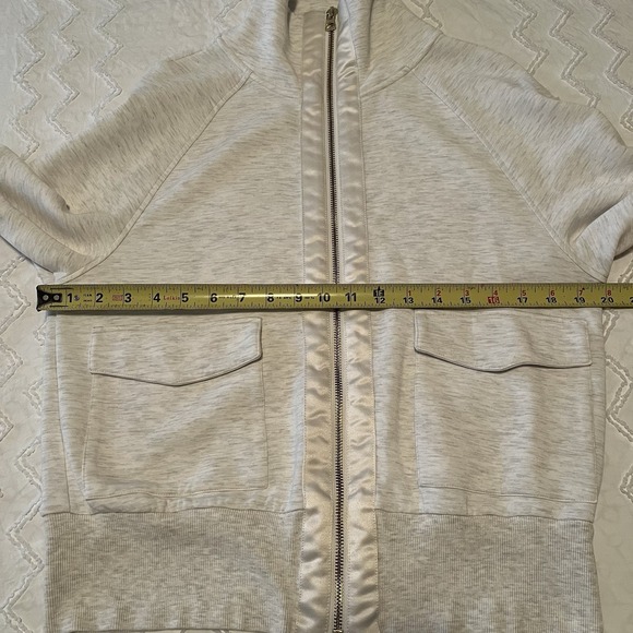 Varley Roxbury Double Soft Zip-Through Sweatshirt Ivory XS Funnel Neck - Picture 5 of 10